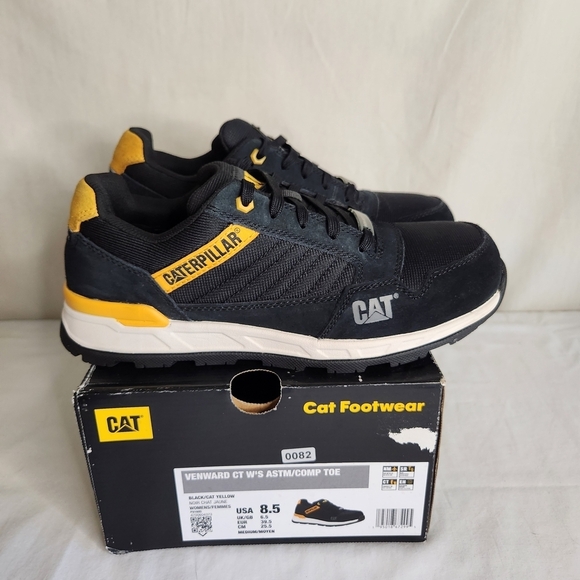 Caterpillar Womens Composite Toe Non Metallic Black and Yellow Sneakers New - Picture 1 of 9